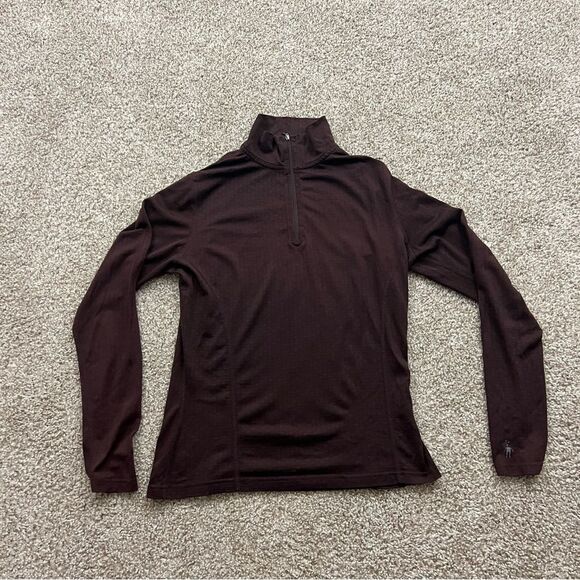 Smartwool merino blend base layer quarter zip women's L - Picture 1 of 5